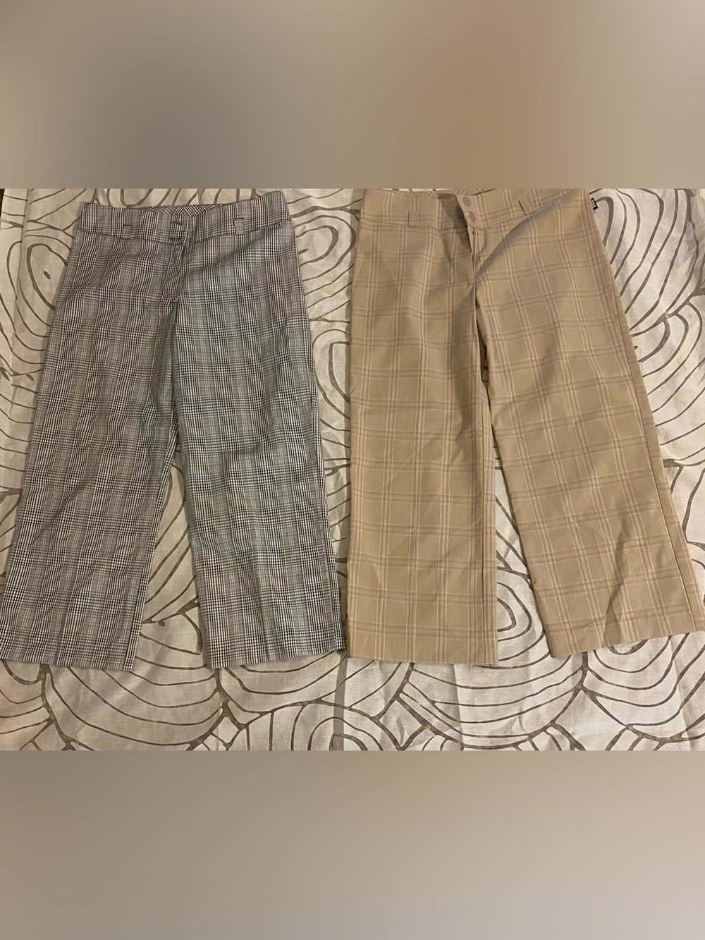 Plaid Dress Pants Duo - Gray and Beige